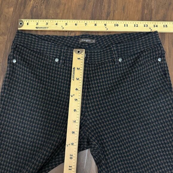 J. McLaughlin "Houndstooth" Ankle Dress Pants Skinny Stretch in Black Brown - Picture 12 of 14